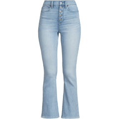 Women's Plus Size Recover High Rise Button Front Kick Flare Crop Jeans