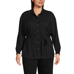 Women's Plus Size Rayon Tie Waist Shirt