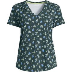 Women's Petite Short Sleeve Lightweight Jersey Gathered Shoulder T-Shirt