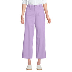 Women's Petite High Rise Patch Pocket Wide Leg Chino Crop Pants