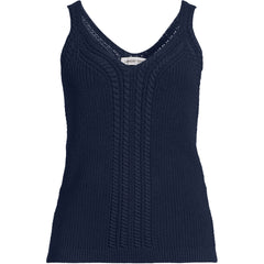 Women's Plus Size Cotton Cable Vneck Tank Sweater