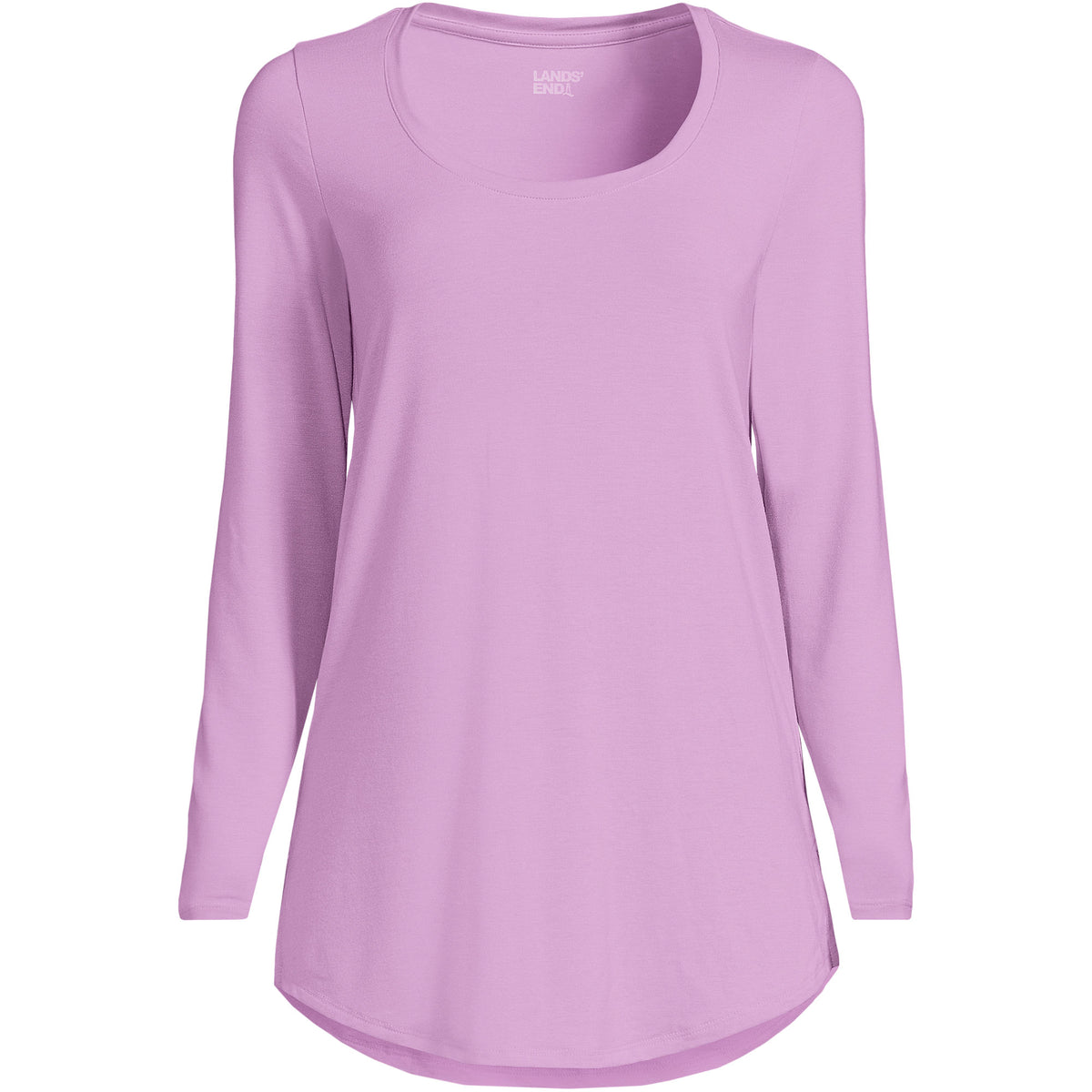 Women's Petite Long Sleeve Power Performance Scoop Neck Curved Hem Tunic Tee