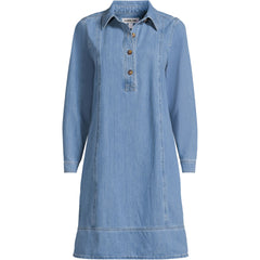 Women's Tall Light Weight Denim Popover At the Knee Dress