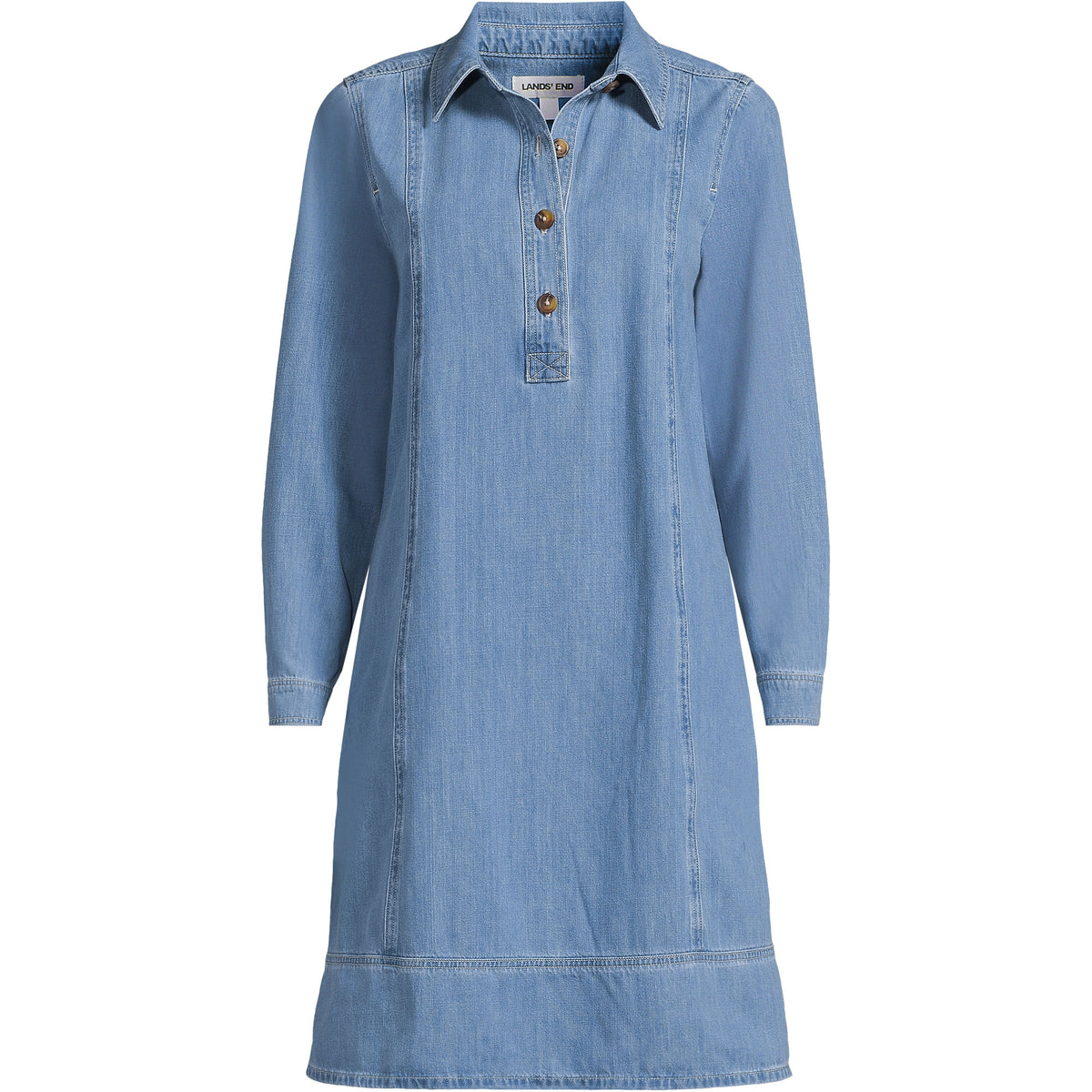 Women's Plus Size Light Weight Denim Popover At the Knee Dress