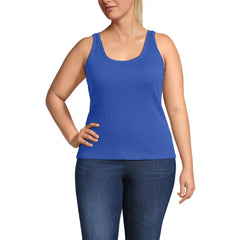 Women's Plus Size Pointelle Rib UNeck Tank