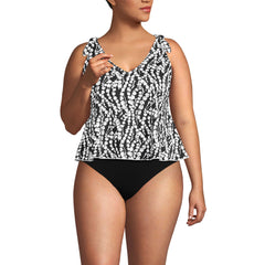 Women's Plus Size DDD-Cup Tie Shoulder Flutter Tankini Top
