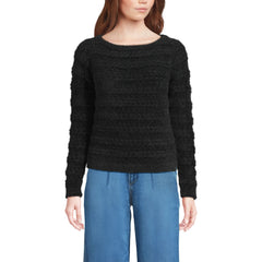 Women's Fuzzy Eyelash Cable Boatneck Sweater