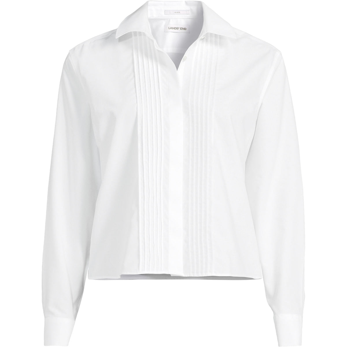 Women's Plus Size Boxy Cropped No Iron Pintuck Shirt