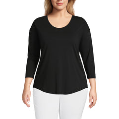 Women's Plus Size 3/4 Sleeve Lightweight Jersey Shirttail Tee