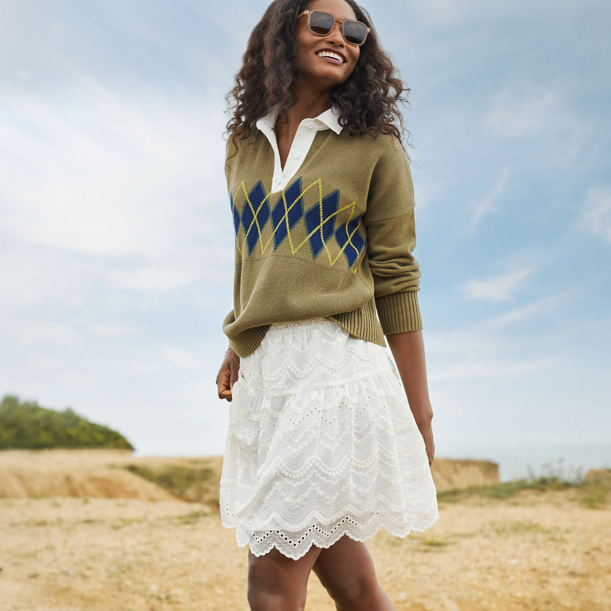 Women's Smocked Waist Above the Knee Skirt