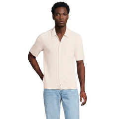 Men's Tall Short Sleeve Texture Stitch Button Through Sweater Polo