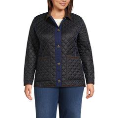 Women's Plus Size Print Reversible Barn Quilted Insulated Jacket