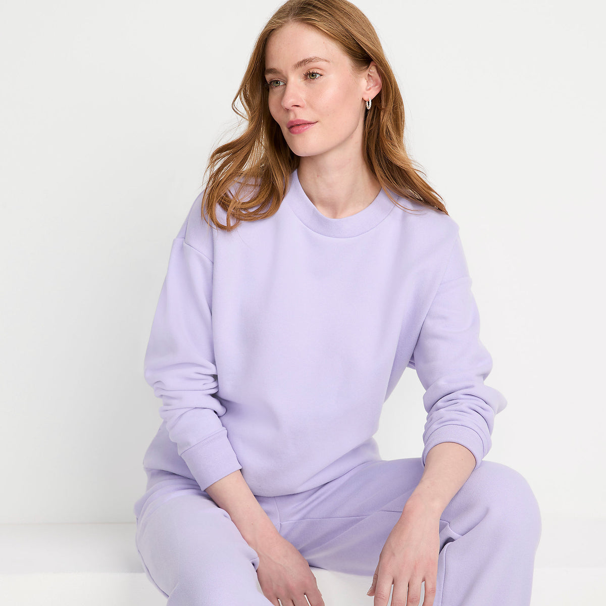Women's Serious Sweats Oversized Long Sleeve Crew Neck Sweatshirt - Set Top