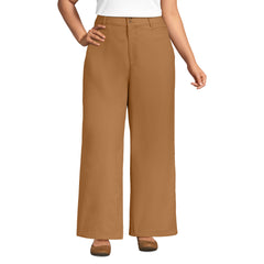 Women's Plus Size Stretch Canvas High Rise Wide Leg Pants