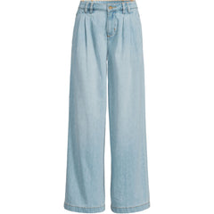 Women's Petite Lightweight Denim Mid Rise Pleated Slouchy Jeans