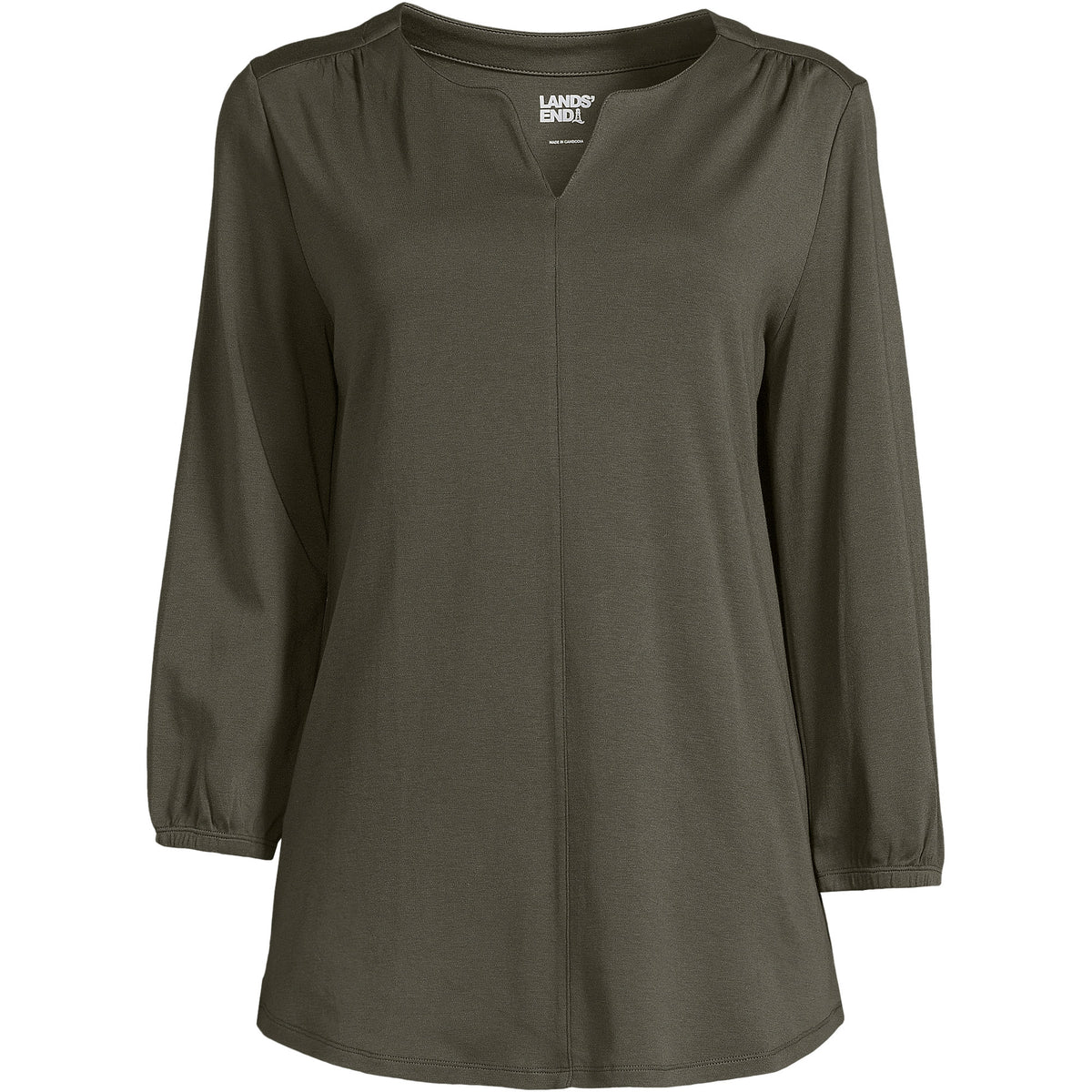 Women's Supima Micro Modal 3/4 Sleeve Split Neck Tunic