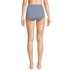 Women's Tummy Control Gingham Tugless High Waisted Bikini Bottoms