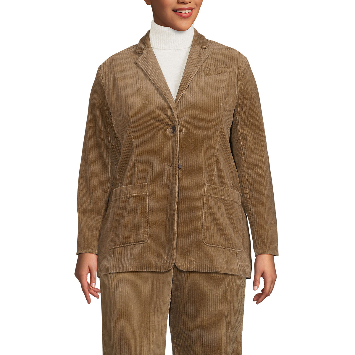 Women's Plus Size Wide Wale Corduroy Blazer