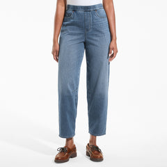 Women's Starfish High Rise Knit Denim Barrel Leg Ankle Jeans