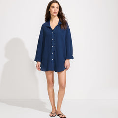 Women's Oversized Gauze Button Front Cover-Up Shirt