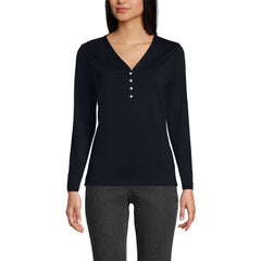 Women's Supima Jersey Long Sleeve Button Henley