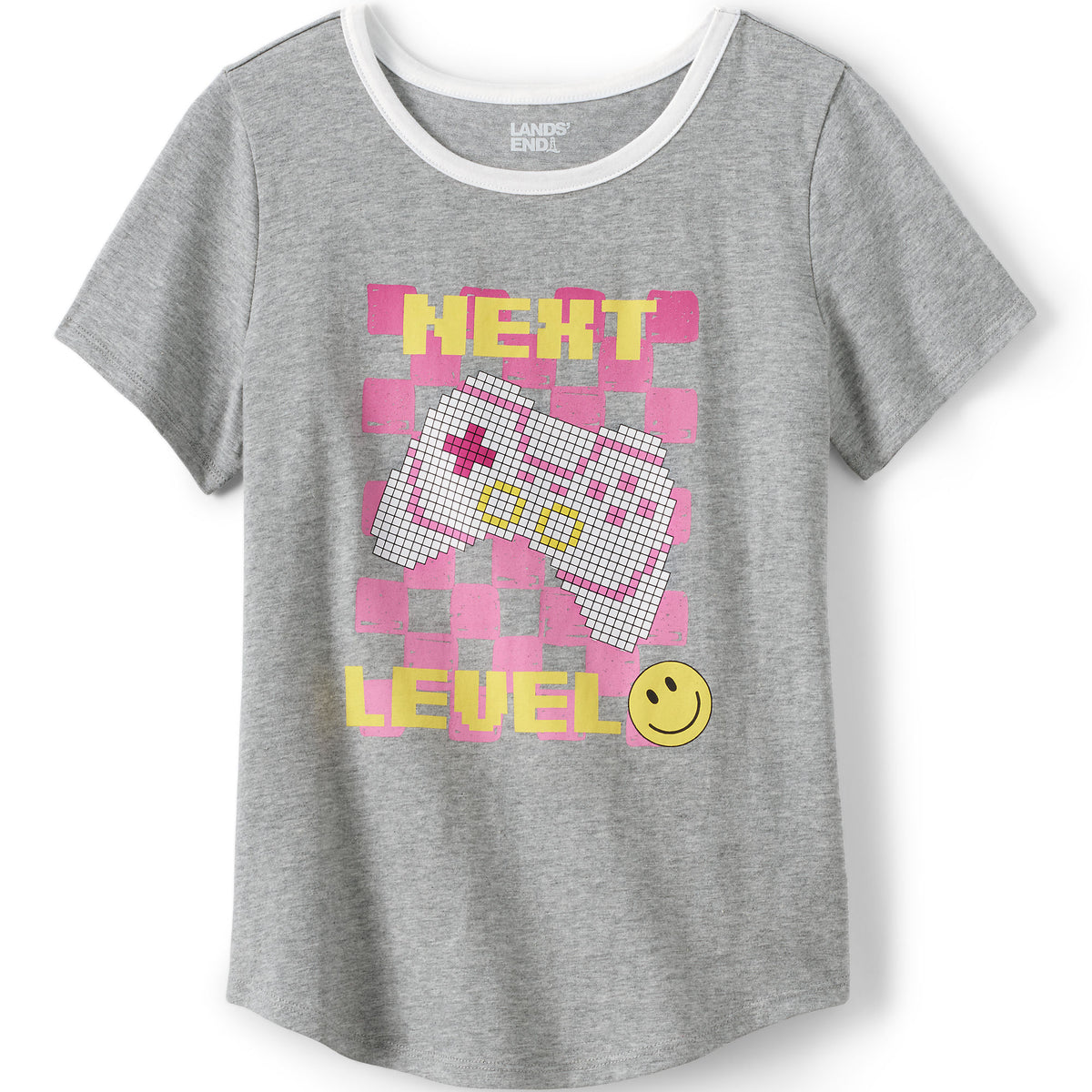 Girls Short Sleeve Curved Hem Graphic Tee Shirt
