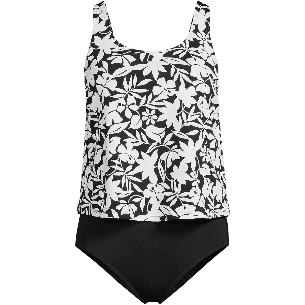 Women's Chlorine Resistant One Piece Scoop Neck Fauxkini Swimsuit