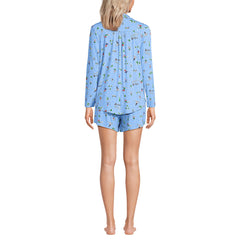 Women's Cooling 3 Piece Pajama Set - Long Sleeve Top Cami and Shorts