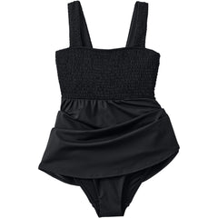 Women's Petite Smocked Swim Dress Swimsuit