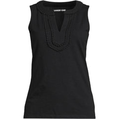 Women's Slub Decorative Trim Tank Top