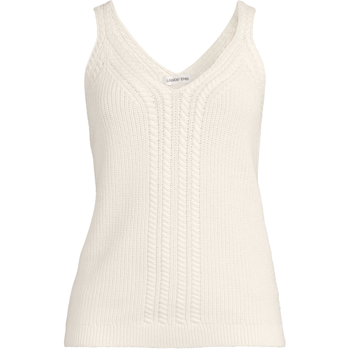 Women's Plus Size Cotton Cable Vneck Tank Sweater
