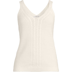 Women's Cotton Cable Vneck Tank Sweater