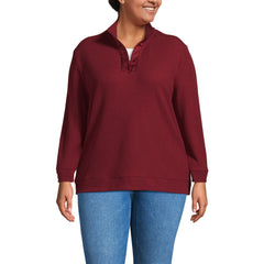 Women's Plus Size Long Sleeve Waffle Quarter Zip Pullover