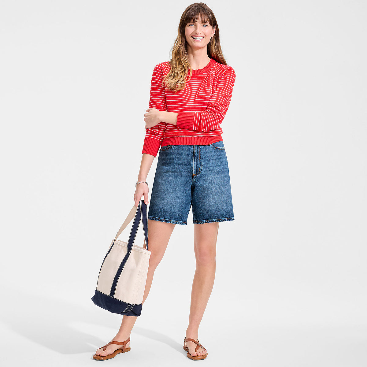 Women's Petite Soft Denim Mid Rise 7" Jean Shorts