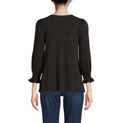 Women's 3/4 Sleeve Lightweight Jersey Button Front Top