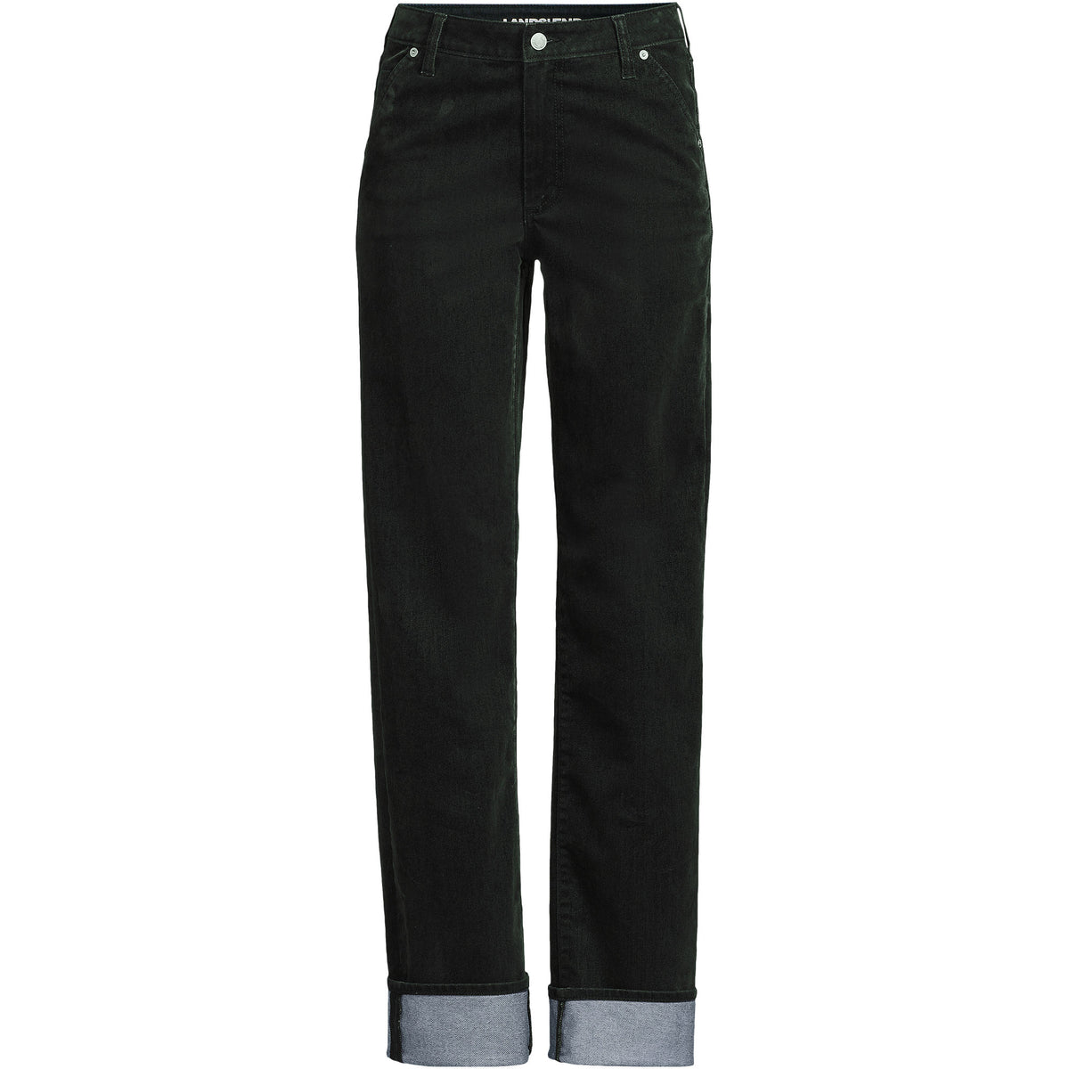 Women's Plus Size Flocked Denim Mid Rise Relaxed Straight Leg Cuff Jeans
