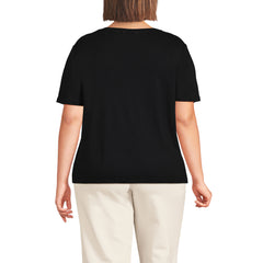 Women's Plus Size Short Sleeve Linen Blend V-Neck Tee