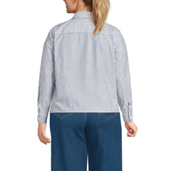 Women's Plus Size Poplin Cropped Shirt with Ruffles
