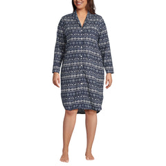 Women's Plus Size Flannel Long Sleeve Sleepshirt Nightgown