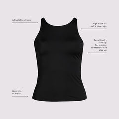Women's Plus Size Tugless High Neck Strappy Back Tankini Swimsuit Top