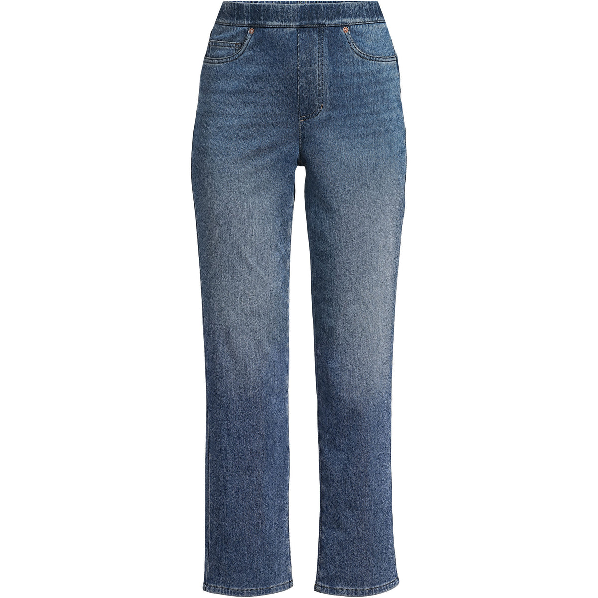 Women's Plus Size Starfish High Rise Knit Denim Straight Crop Jeans