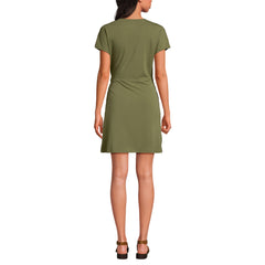 Women's Petite Cotton Modal V Neck Mini Wrap Dress