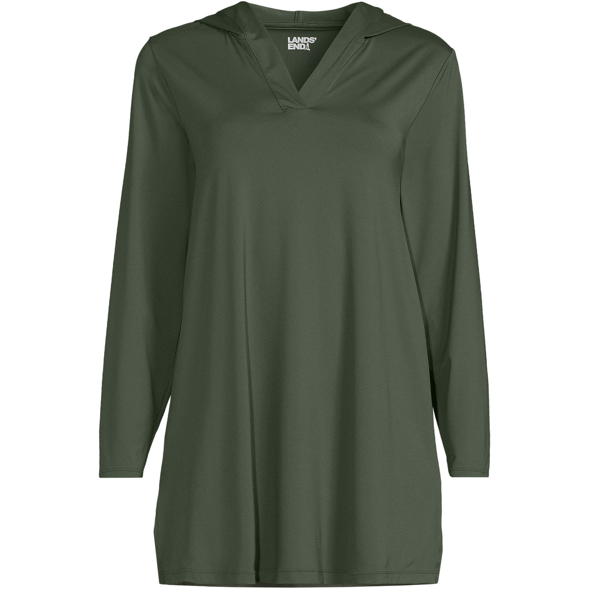 Women's Petite SunShade UPF 50 Hooded Mini Swim Swim Cover-Up Dress
