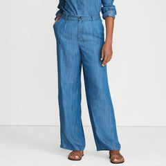 Women's High Rise TENCEL TM Fiber Pleated Wide Leg Pants