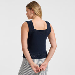 Women's Pointelle Square Neck Tank Sweater