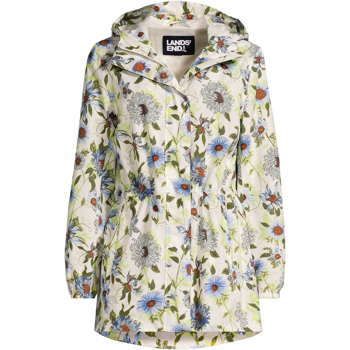 Women's Petite Print Waterproof Hooded Packable Raincoat