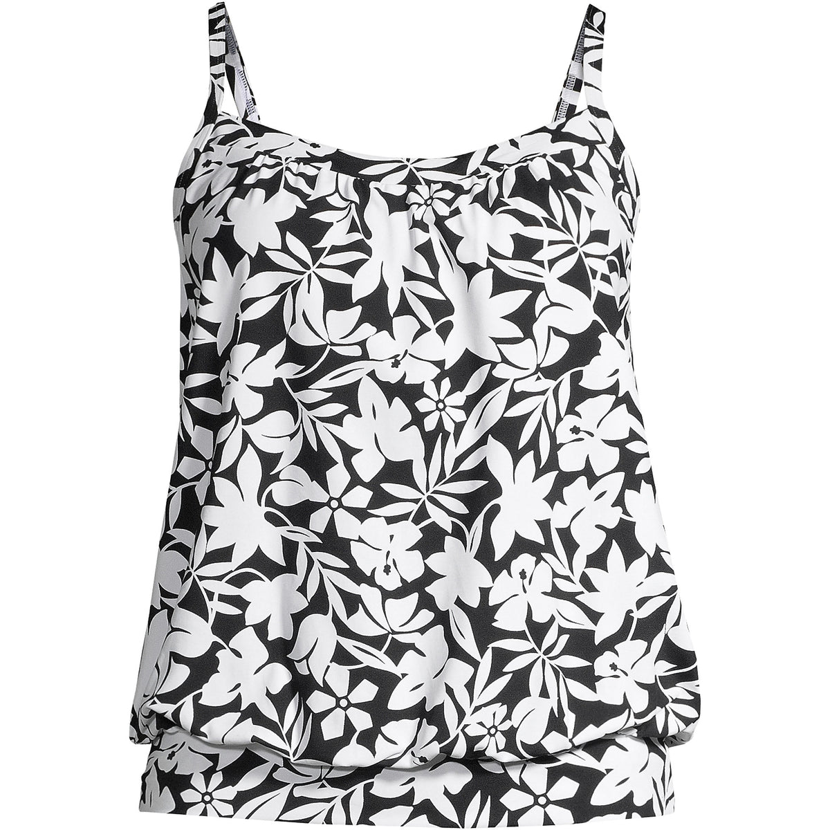 Women's Petite Chlorine Resistant Blouson Tankini Swimsuit Top