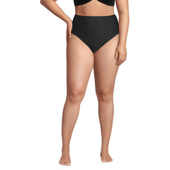 Women's Plus Size Chlorine Resistant Ottoman Rib High Waisted Bikini Bottoms