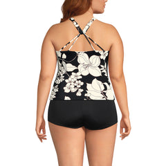 Women's Plus Size DDD-Cup Tugless High Neck Strappy Back Tankini Top