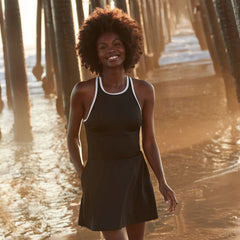 Women's Long Tugless High Neck Swim Dress Swimsuit